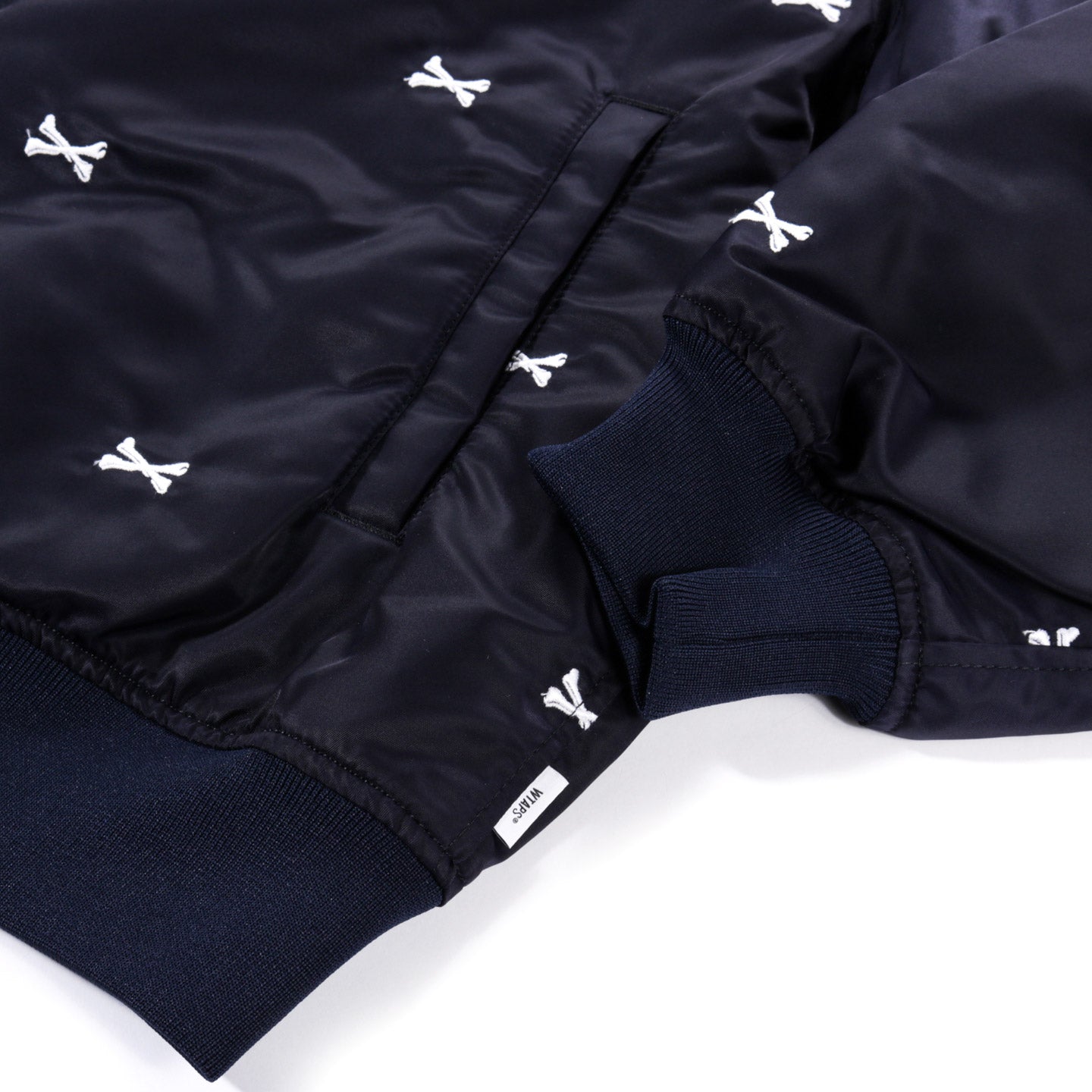 WTAPS TEAM JACKET NAVY NYLON EMB CROSSBONES